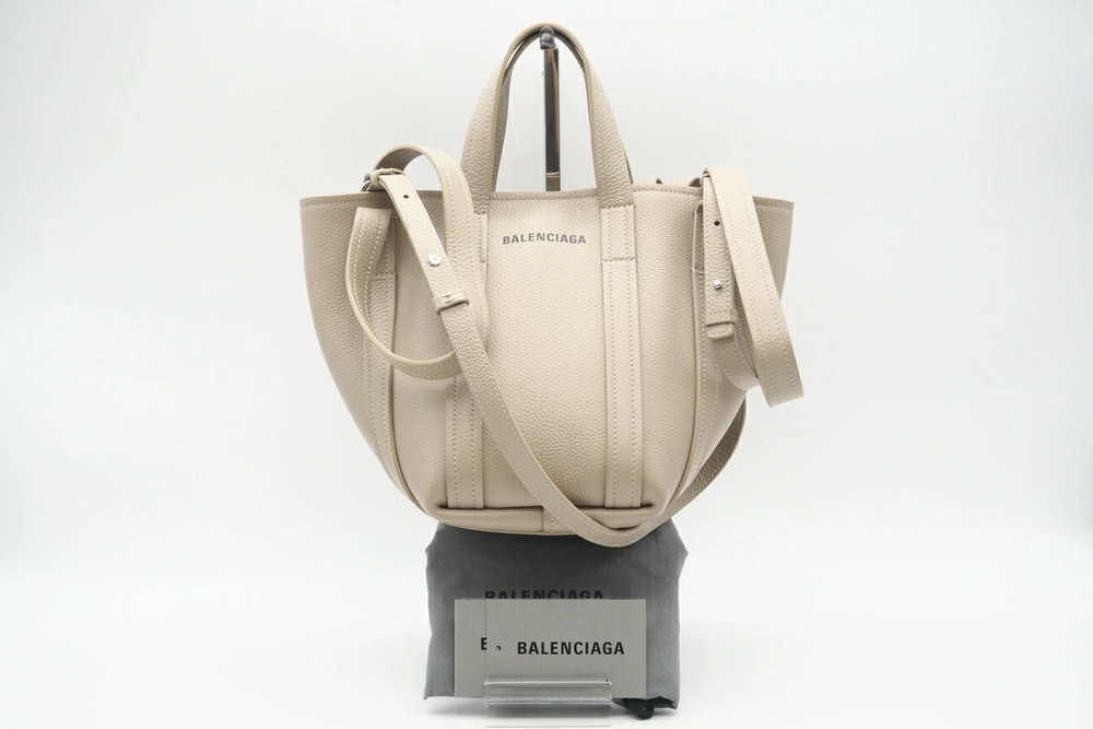 Balenciaga Tote Leather Handbag shoulder bag Beige